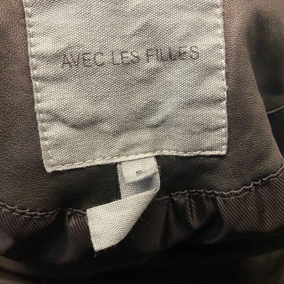 AVAILABLE - Avec Les Filles genuine leather cropped biker jacket - Picture 5 of 5